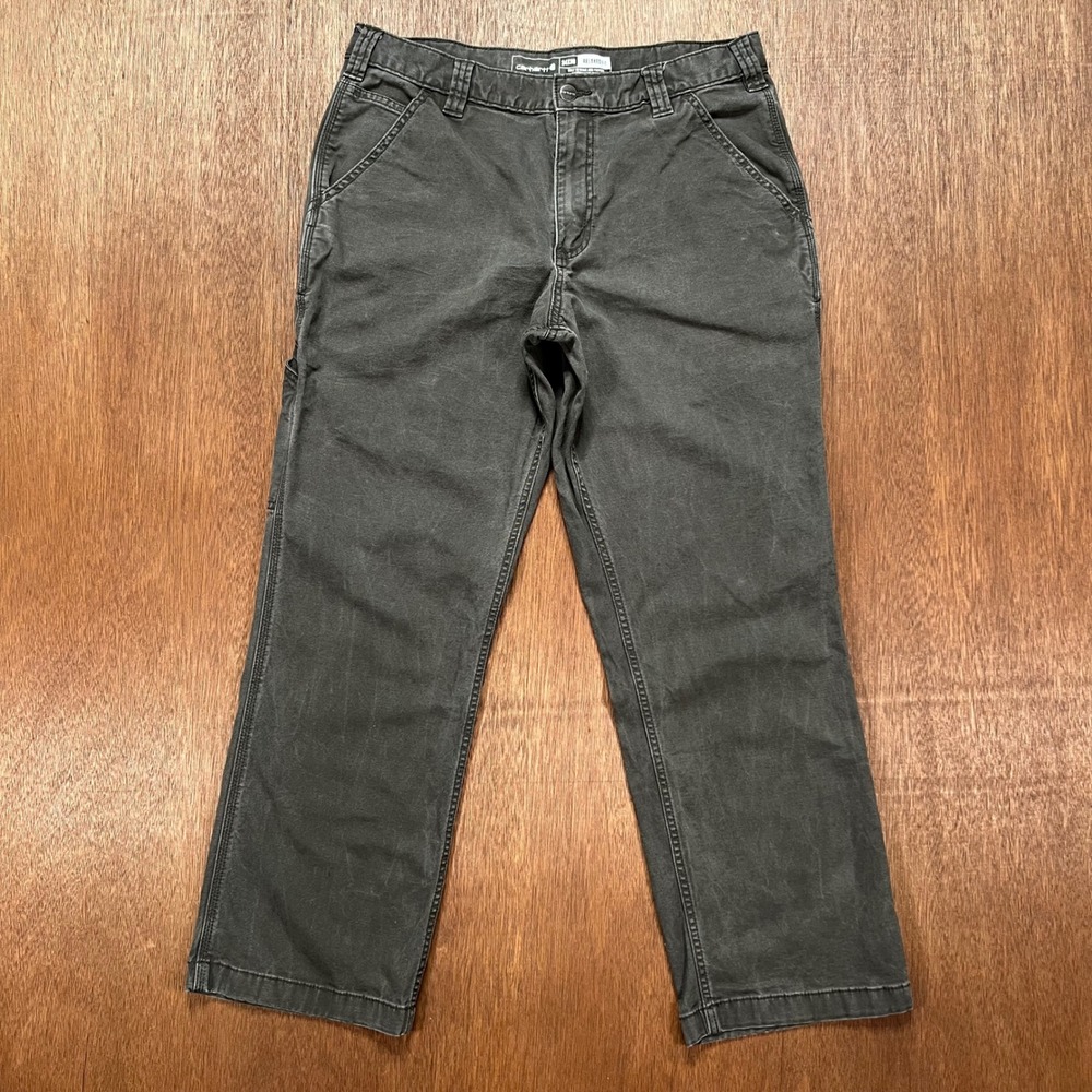 Carhartt 102291 306 Relaxed Fit Rugged Flex Rigby Dungaree Pants Grey 34x30